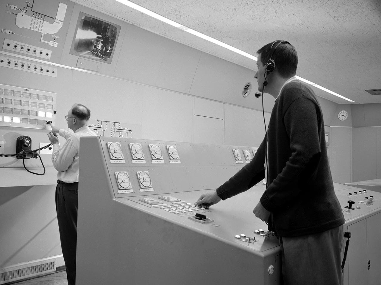 1960s NASA engineers in control room